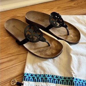 Tory Burch Cloud Miller Black Patent Leather Sandals